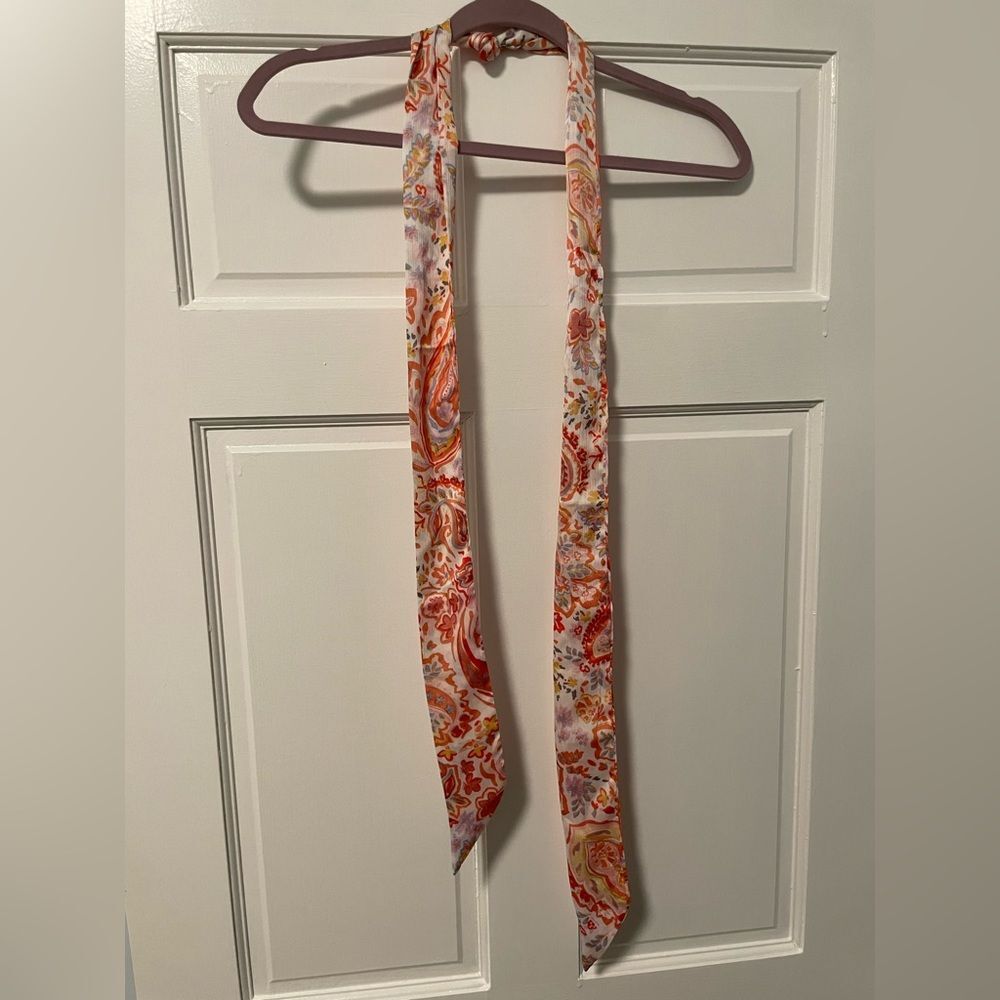 Pink‎ Lily Off The Path Long Sleeve Orange Paisley Belted Blouse Size Medium - Picture 4 of 8